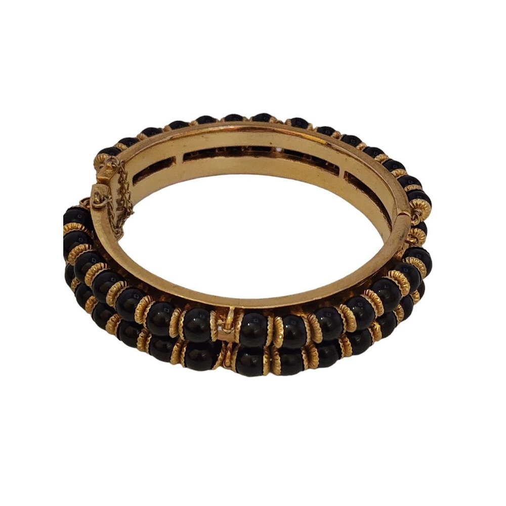 Vintage Acrylic Beaded Hinged Bangle Bracelet (A3657)